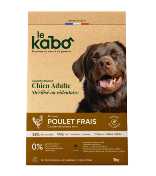 Croquettes au poulet chien stérilisé sans céréales Le Kabo